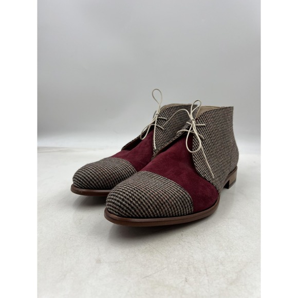 Alton Lane Boots Mens Size 10 Burgundy Suede Tweed Chukka Lace Up Dress Shoes main image 11